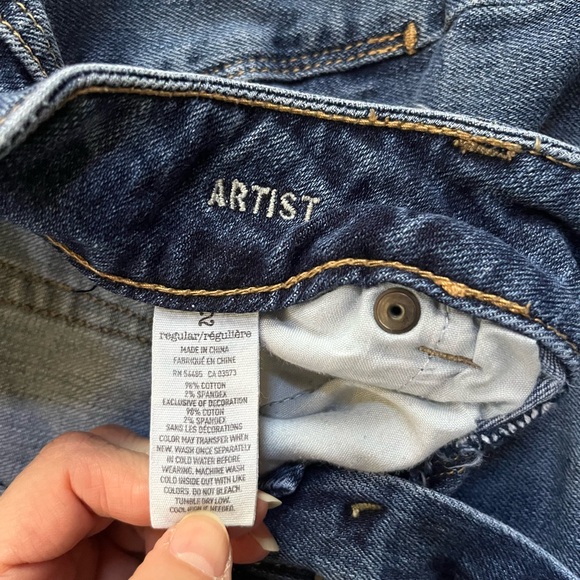 American Eagle Blue Denim Jeans Artist Size 2 Cropped Ankle Low Rise - Picture 3 of 5